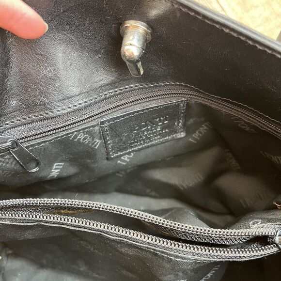 I Ponti Firenze Shoulder Bag Black Genuine Italian Leather - Picture 14 of 14